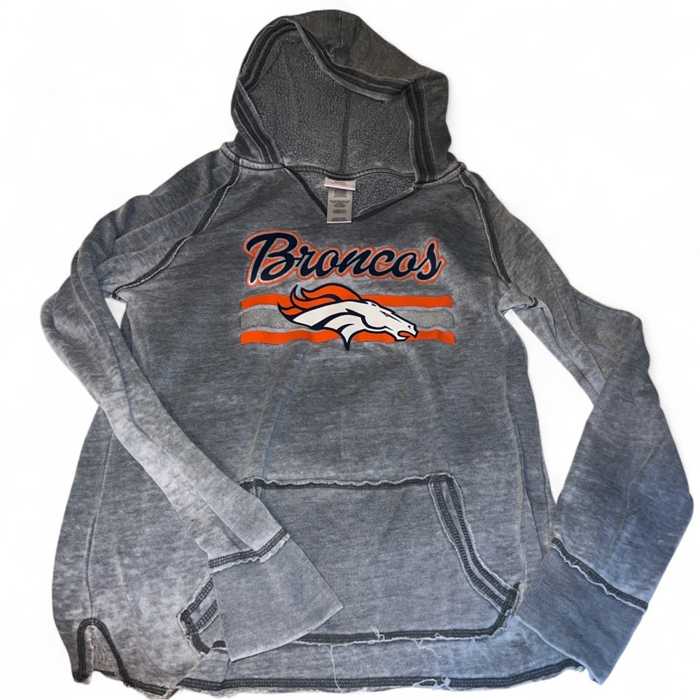 Broncos Girls XL (15-17) Long Sleeve Soft Gray Hoodie